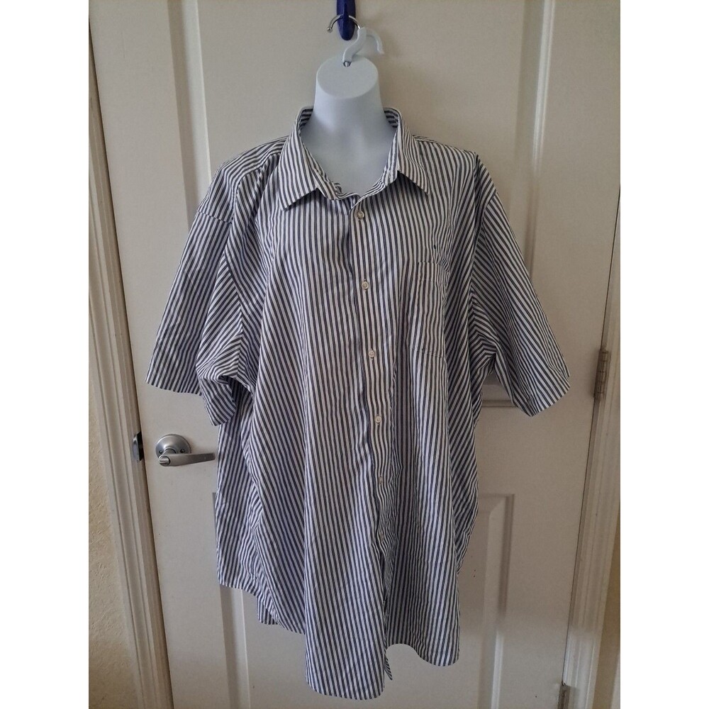 American Airlines Lands End Uniform Womens Short Sleeve Striped Button Blouse 21